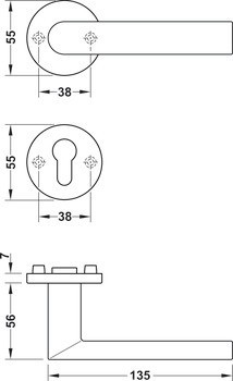 Sada dveřních klik, Nerez, FSB, ASL® model 12 1108