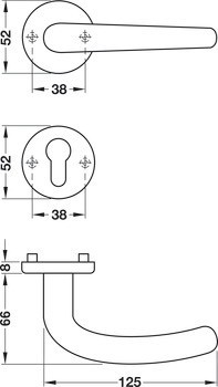 Sada dveřních klik, nerez, Hoppe, Denver E1310Z/42KV/42KVS