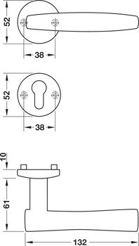 Sada dveřních klik, nerez, Hoppe, Las Vegas E1440Z/19KV/19KVS