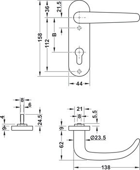 Sada dveřních klik, Nerez, model PDH5104