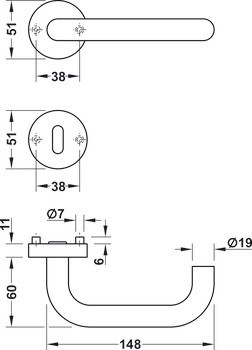 Sada dveřních klik, Nerez, Startec, model LDH 0170