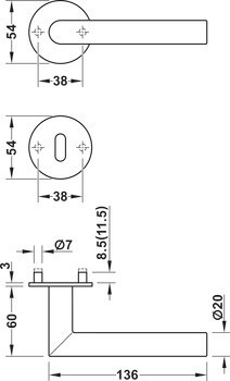 Sada dveřních klik, Nerez, Startec, model LDH 0171, saténová barva bronzu