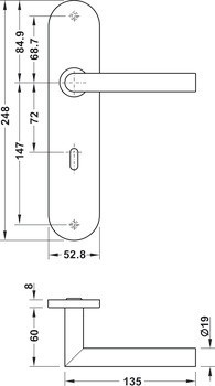 Sada dveřních klik, Nerez, Startec, model LDH 0171