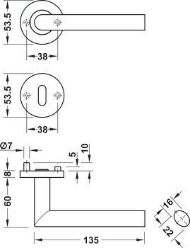 Sada dveřních klik, Nerez, Startec, model LDH 2188