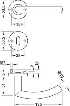 Sada dveřních klik, Nerez, Startec, model LDH 2189