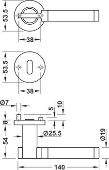 Sada dveřních klik, Nerez, Startec, model LDH 2194 Bicolor