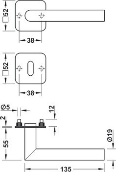 Sada dveřních klik, Nerez, Startec, model LDH 2198