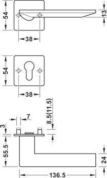 Sada dveřních klik, Nerez, Startec, model LDH 3155