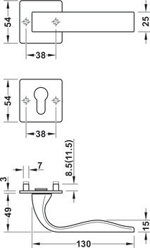 Sada dveřních klik, Nerez, Startec, model LDH 3157
