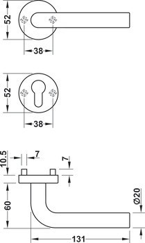 Sada dveřních klik, Nerez, Startec, PDH3101-E