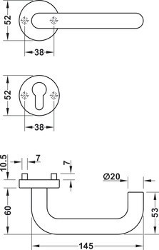 Sada dveřních klik, Nerez, Startec, PDH3102-E