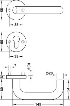 Sada dveřních klik, nerez, Startec, PDH3102, rozeta