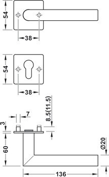 Sada dveřních klik, nerez, Startec, PDH3102, rozeta