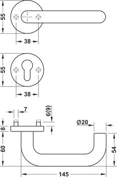 Sada dveřních klik, nerez, Startec, PDH3102, rozeta