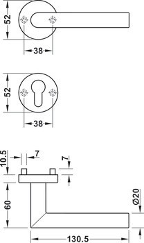 Sada dveřních klik, Nerez, Startec, PDH3103-E