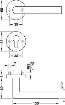 Sada dveřních klik, nerez, Startec, PDH3103