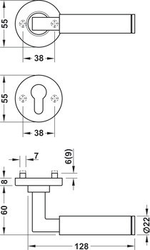 Sada dveřních klik, nerez, Startec, PDH3107, rozeta