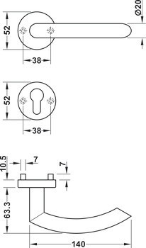 Sada dveřních klik, Nerez, Startec, PDH3109-E