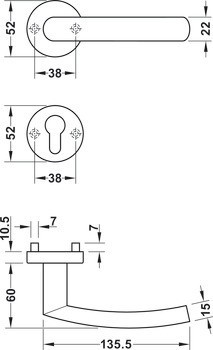 Sada dveřních klik, Nerez, Startec, PDH3112-E