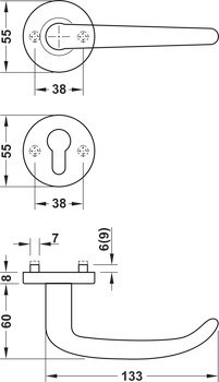 Sada dveřních klik, nerez, Startec, PDH3124, rozeta