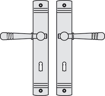 Sada dveřních klik, ocelově/mosazně patinované, Scheitter, 185Z/235