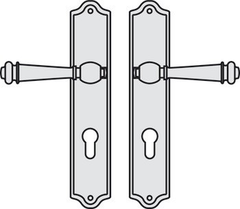 Sada dveřních klik, Ocelově/mosazně patinované, Scheitter, model 184Z/231Z