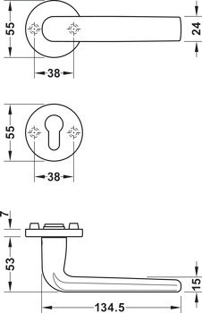 Sada dveřních klik, FSB model 72 1267, nerez