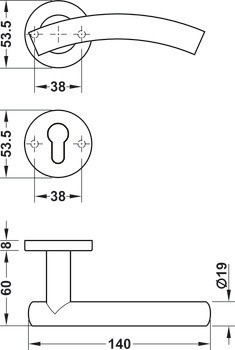 Sada dveřních klik, rezidenční sektory, nerez, Startec, LDH 2174, rozeta