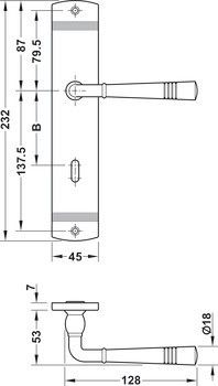 Sada dveřních klik, Zinková slitina, Startec, model LDH 0240