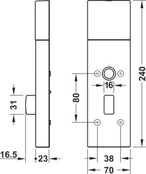 Sada dveřního terminálu, Häfele Dialock DT 710c, s knobkou