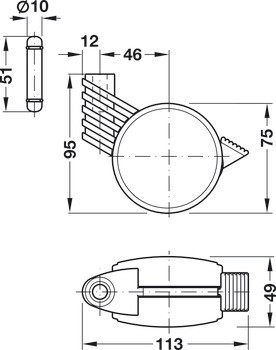 Sada koleček, S rohovou montážní podložkou 90°
