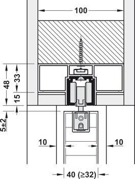 Sada kolejnic, pro řešení dveří do kapsy, pro Häfele Slido D-Line11 50I / 80I / 120I, 50L / 80L / 120L, 50J / 80J / 120J kování pro posuvné dveře