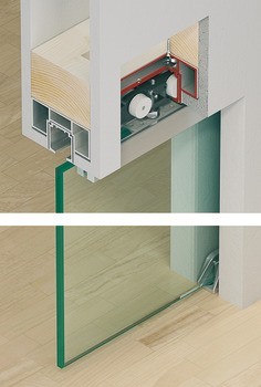 Sada kolejnic, pro řešení dveří do kapsy, pro Häfele Slido D-Line11 50I / 80I / 120I, 50L / 80L / 120L, 50J / 80J / 120J kování pro posuvné dveře