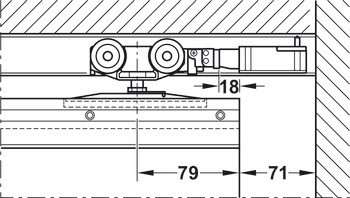 Sada kolejnic, pro řešení dveří do kapsy, pro Häfele Slido D-Line11 50I / 80I / 120I, 50L / 80L / 120L, 50J / 80J / 120J kování pro posuvné dveře