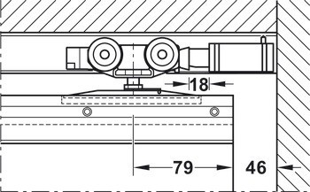 Sada kolejnic, pro řešení dveří do kapsy, pro Häfele Slido D-Line11 50I / 80I / 120I, 50L / 80L / 120L, 50J / 80J / 120J kování pro posuvné dveře