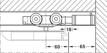 Sada kolejnic, pro řešení dveří do kapsy, pro Häfele Slido D-Line11 50I / 80I / 120I, 50L / 80L / 120L, 50J / 80J / 120J kování pro posuvné dveře