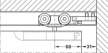 Sada kolejnic, pro řešení dveří do kapsy, pro Häfele Slido D-Line11 50I / 80I / 120I, 50L / 80L / 120L, 50J / 80J / 120J kování pro posuvné dveře