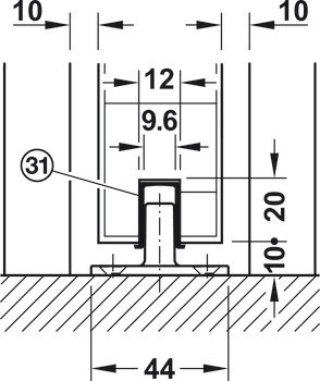 Sada kolejnic, pro řešení dveří do kapsy, pro Häfele Slido D-Line11 50I / 80I / 120I, 50L / 80L / 120L, 50J / 80J / 120J kování pro posuvné dveře