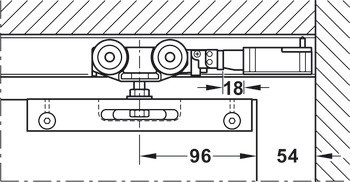 Sada kolejnic, pro řešení dveří do kapsy, pro Häfele Slido D-Line11 50I / 80I / 120I, 50L / 80L / 120L, 50J / 80J / 120J kování pro posuvné dveře