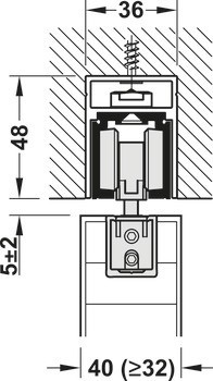 Sada kolejnic, pro řešení dveří do kapsy, pro Häfele Slido D-Line11 50I / 80I / 120I, 50L / 80L / 120L, 50J / 80J / 120J kování pro posuvné dveře
