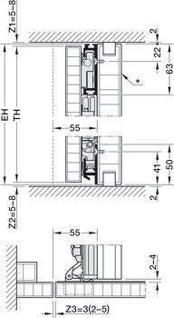 Sada kování pro otočné dveře skříně, Hawa-Concepta III 25/35 Pull