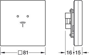Sada nástěnného terminálu, Häfele Dialock WT 300, Häfele design, 81 x 81 mm