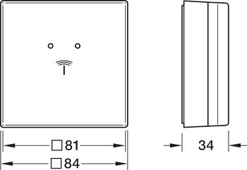 Sada nástěnného terminálu, Häfele Dialock WT 300, Häfele design, 81 x 81 mm