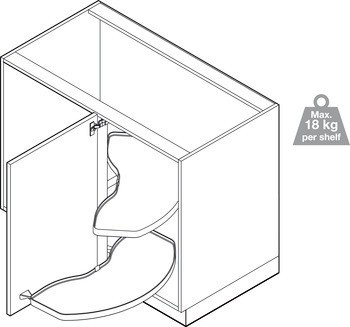 Sada polic, Pro půlkruhové otočné kování do rohové skříňky