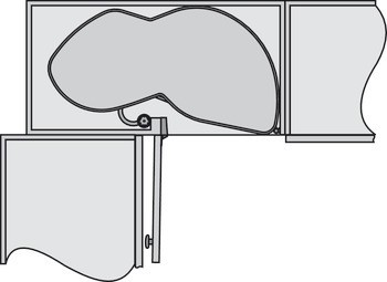 Sada polic, Půlkruhové otočné kování do rohové skříňky Kesseböhmer LeMans