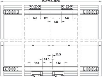 Sada pro dveře s hliníkovým rámem, pro Häfele Slido F-Flush51 60A, sada s hliníkovým rámečkem, úchyt