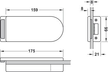 Sada protikusu kování skleněných dveří, GHR 102 a 103, Startec