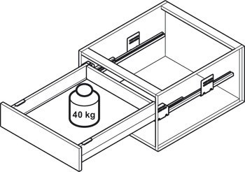 Sada rozšíření spodní skříňky, Häfele Matrix Box P Plus, s hranatým podélným relingem, výška bočnice zásuvky 92 mm, nosnost 40 kg