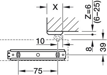 Kování pro posuvné dveře, Hawa Porta 60/100 HMD, sada s pojezdovou kolejnicí