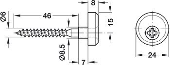 Sada šroubů pro zrcadlo, Pro dřevěný panel min. 16 mm